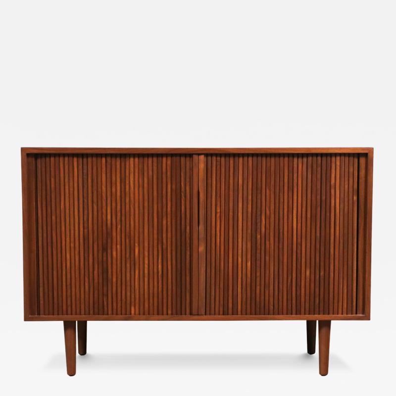 California Modern Walnut Tambour Door Credenza by Barzilay