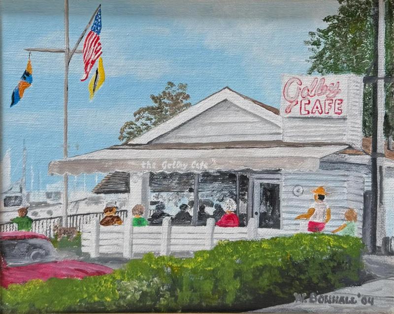 California Oil Painting of the Galley Cafe Newport Beach