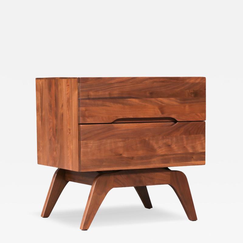 Californian Modern Sculpted Walnut Night Stand