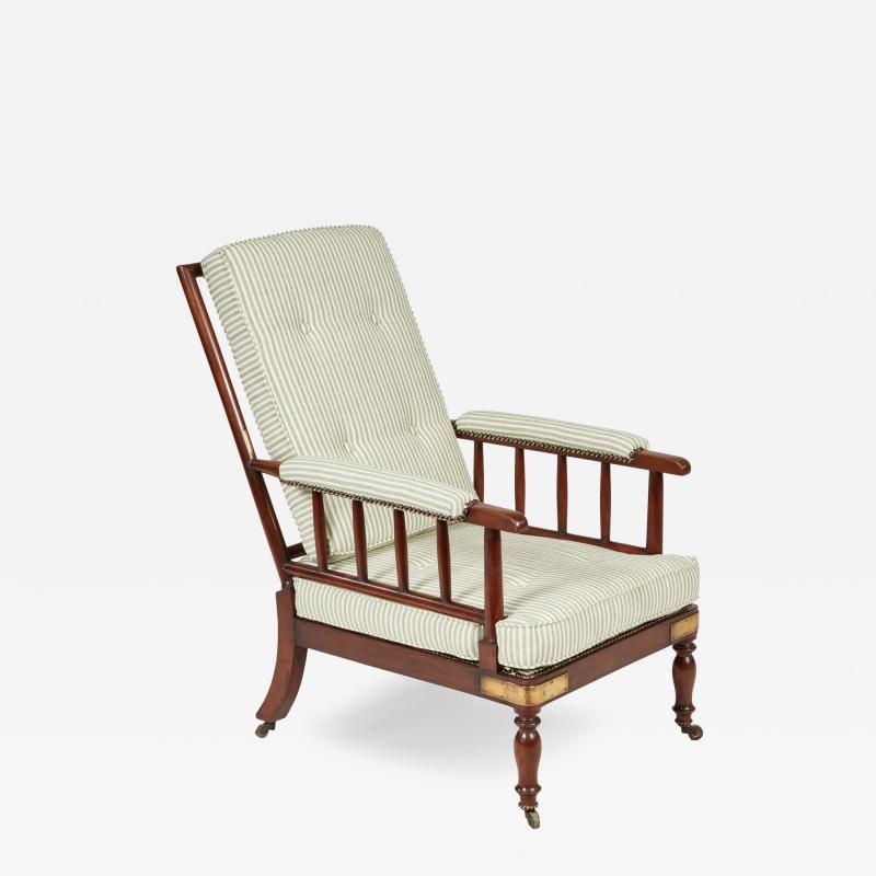 Campaign Armchair in Green Ticking