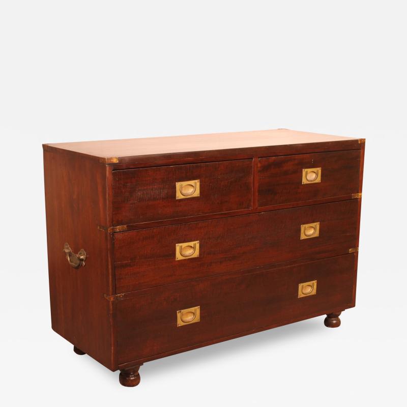Campaign Marine Chest Of Drawers In Mahogany From The 19 Century