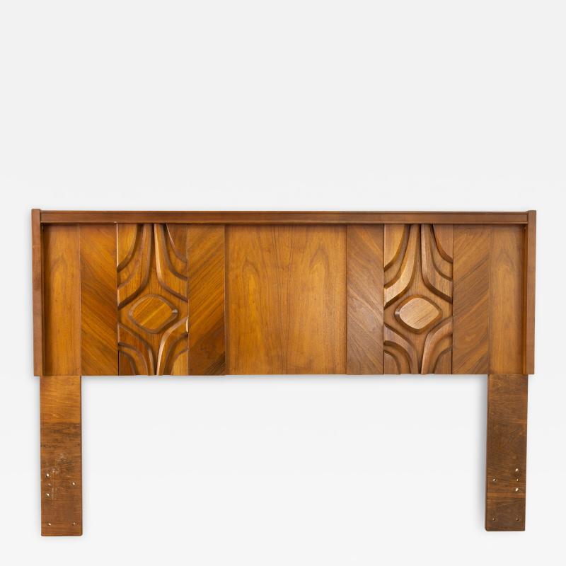 Canadian Brutalist Mid Century Walnut Queen Headboard