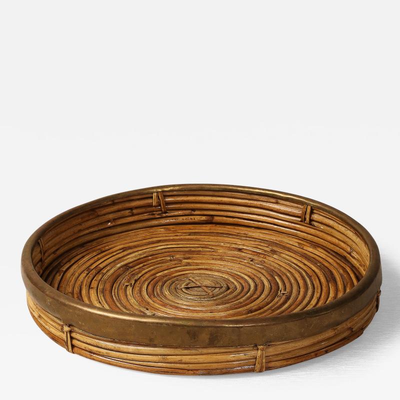 Cane Brass Round Tray