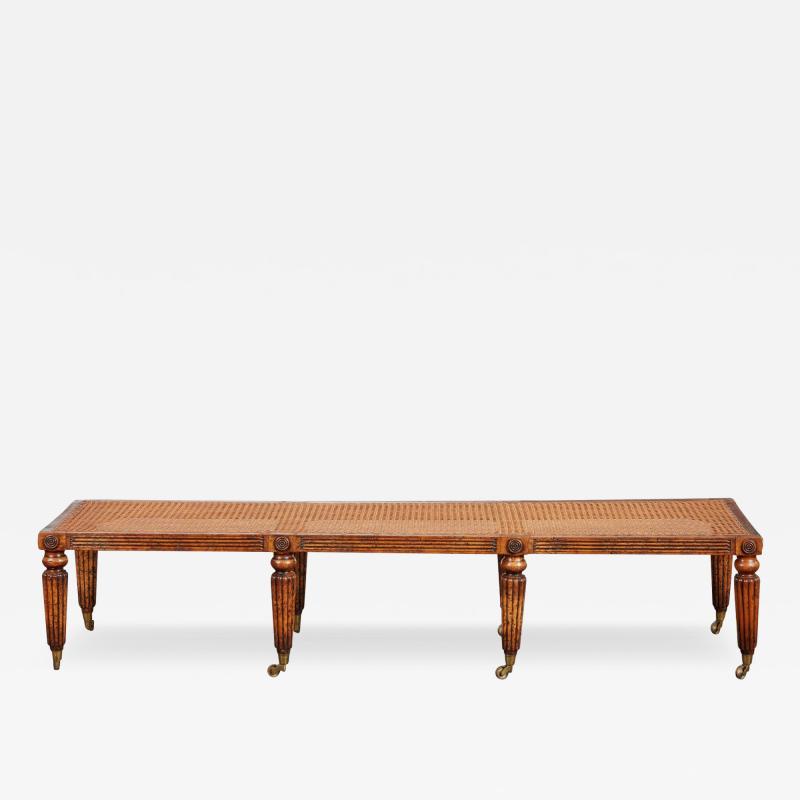 Caned Pollard Oak Long Bench