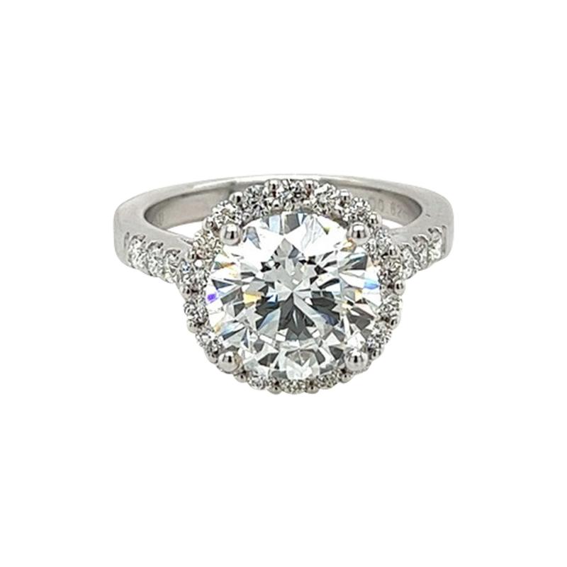 Carat Round Cut Lab Grown CVD Diamond In Basket Cathedral Diamond Halo Ring