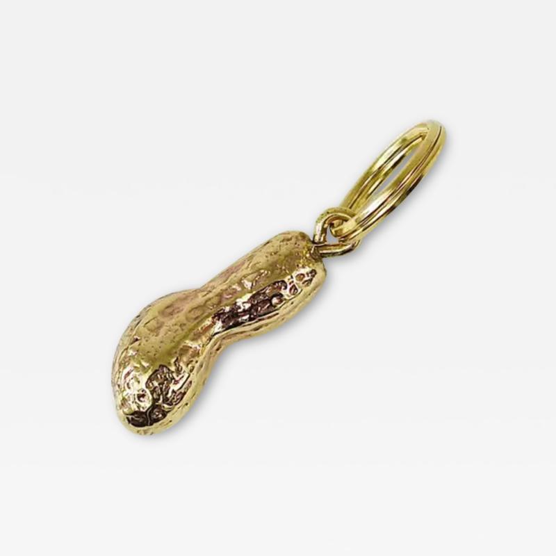 Carl Aub ck Carl Aub ck Handcrafted Midcentury Peanut Brass Figurine Key Ring Chain Holder