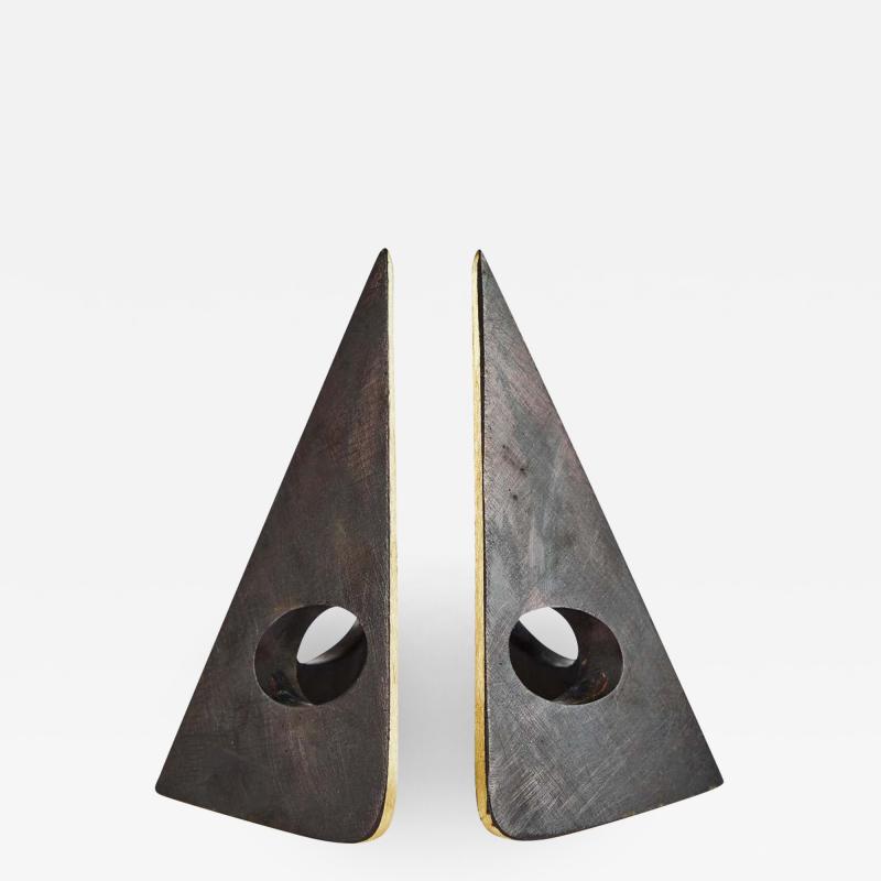 Carl Aub ck Carl Aubo ck Model 4100 Patinated Brass Bookends