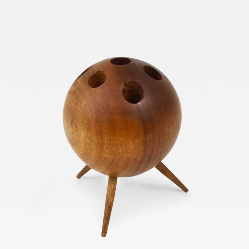 Carl Aub ck Carl Aubock Ball Tripod Candlestick Walnut Candle Holder Austria 1950s