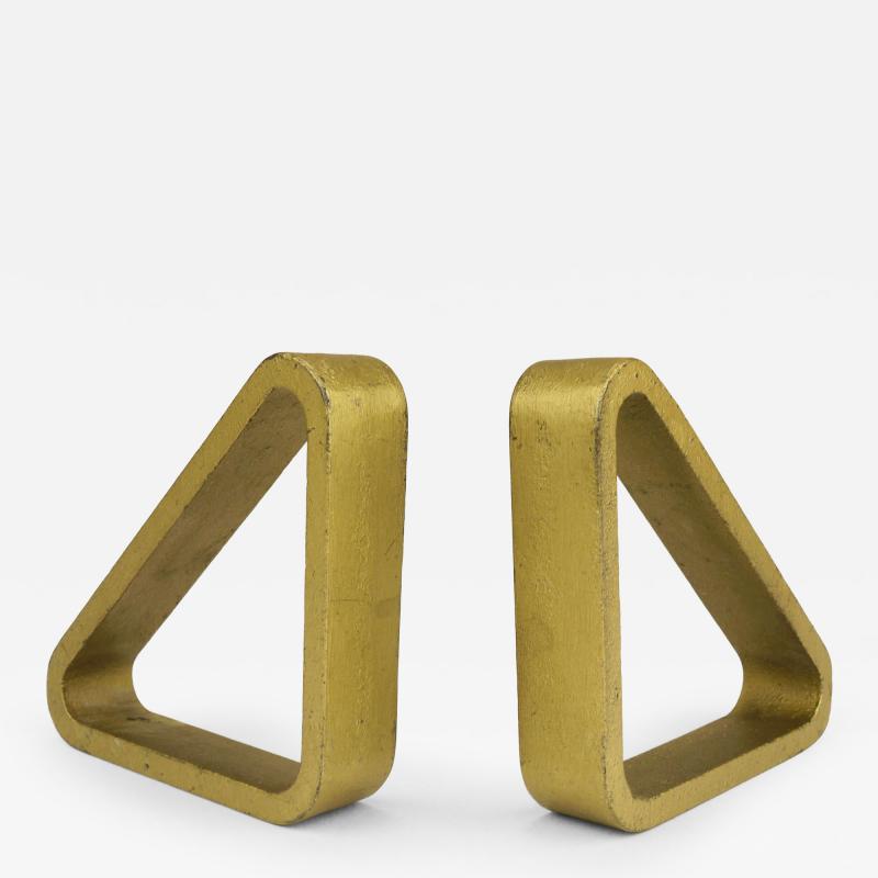 Carl Aub ck Carl Aubock III Pair Triangular Golden Iron Bookends 5443 Vienna Austria 1970s
