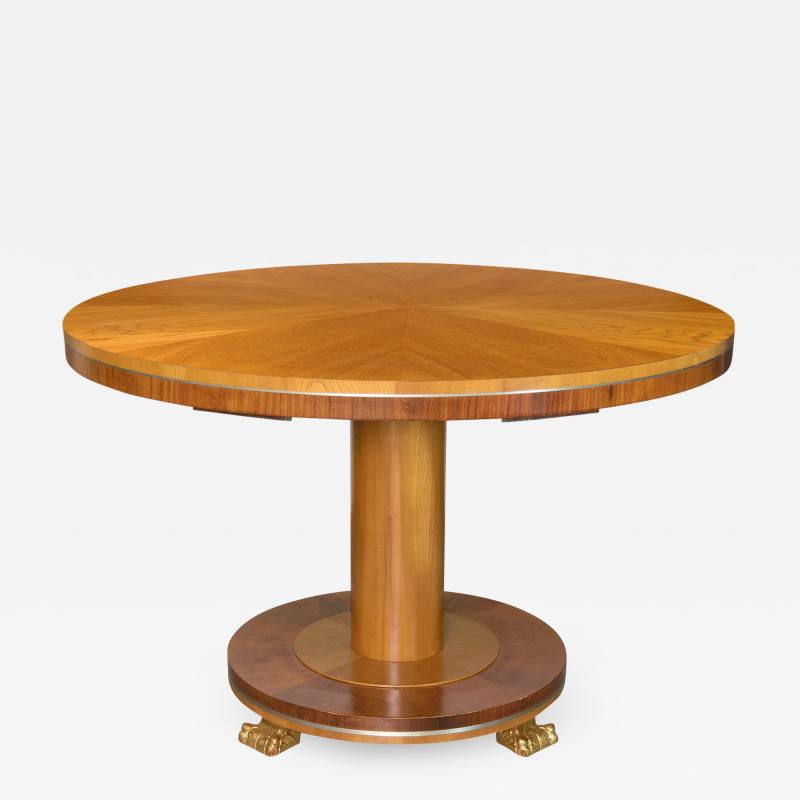 Carl Bergsten Carl Bergsten Swedish Grace Art Deco Elm and Mahogany table detailed in pewter 
