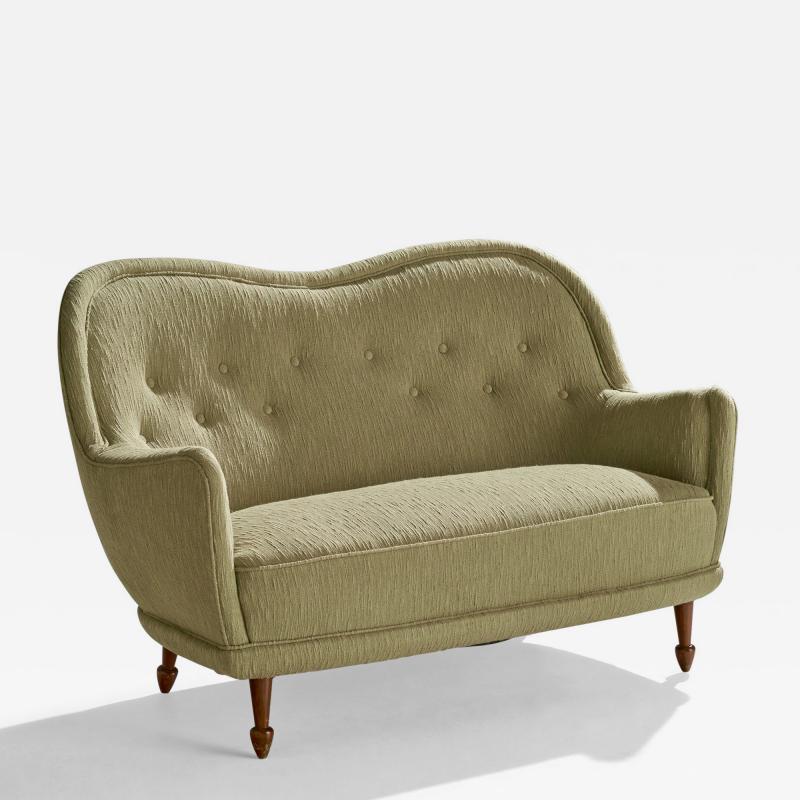 Carl Cederholm Sofa with Fabric and Wood Sweden 1940s