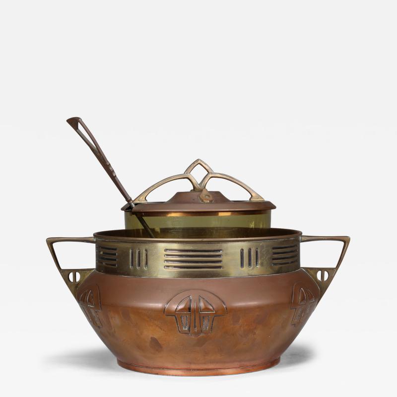 Carl Deffner An Early Secessionist Style Copper Brass Punch Bowl Lid
