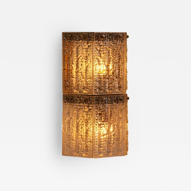 Carl Fagerlund Brass and Glass Carl Fagerlund Wall Lamp for Orrefors Sweden 1960s