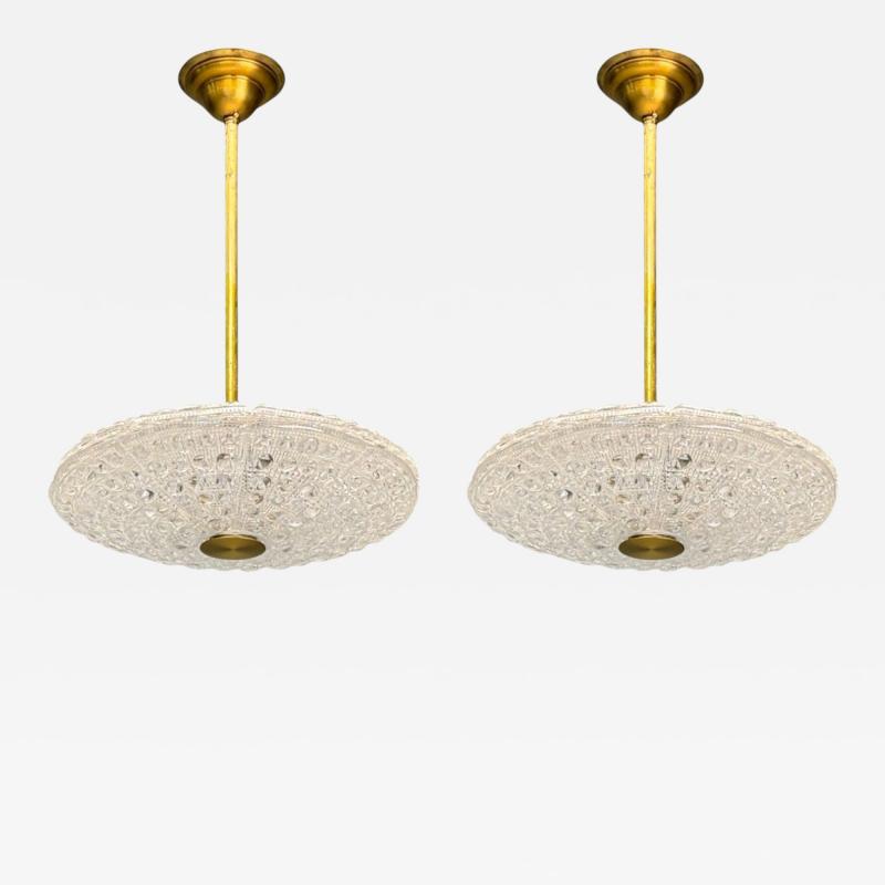 Carl Fagerlund Carl Fagerlund Brass Glass Pendant Lights Sweden 1940s