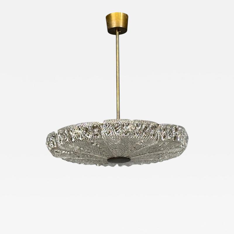 Carl Fagerlund Carl Fagerlund Pendant Light Textured Glass Brass Sweden 1960s