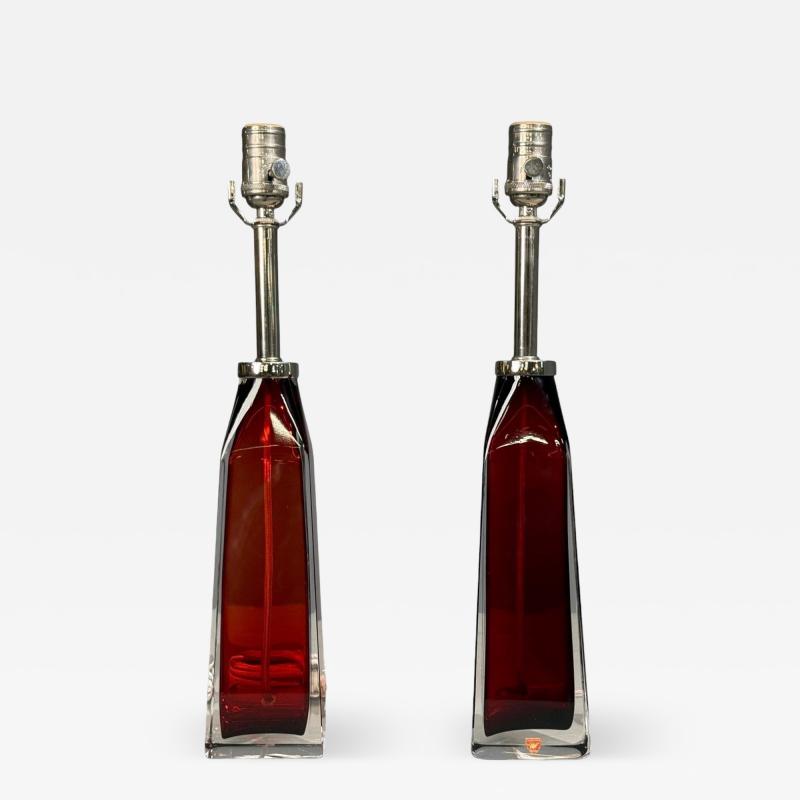 Carl Fagerlund Carl Fagerlund Table Lamps Red Glass Sweden 1950s