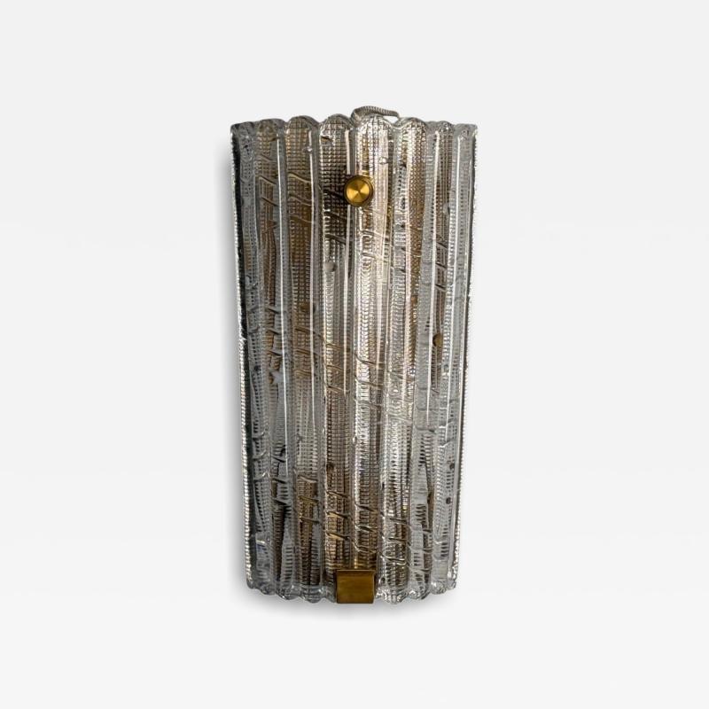 Carl Fagerlund Carl Fagerlund Textured Glass Brass Large Wall Sconce Sweden 1940s