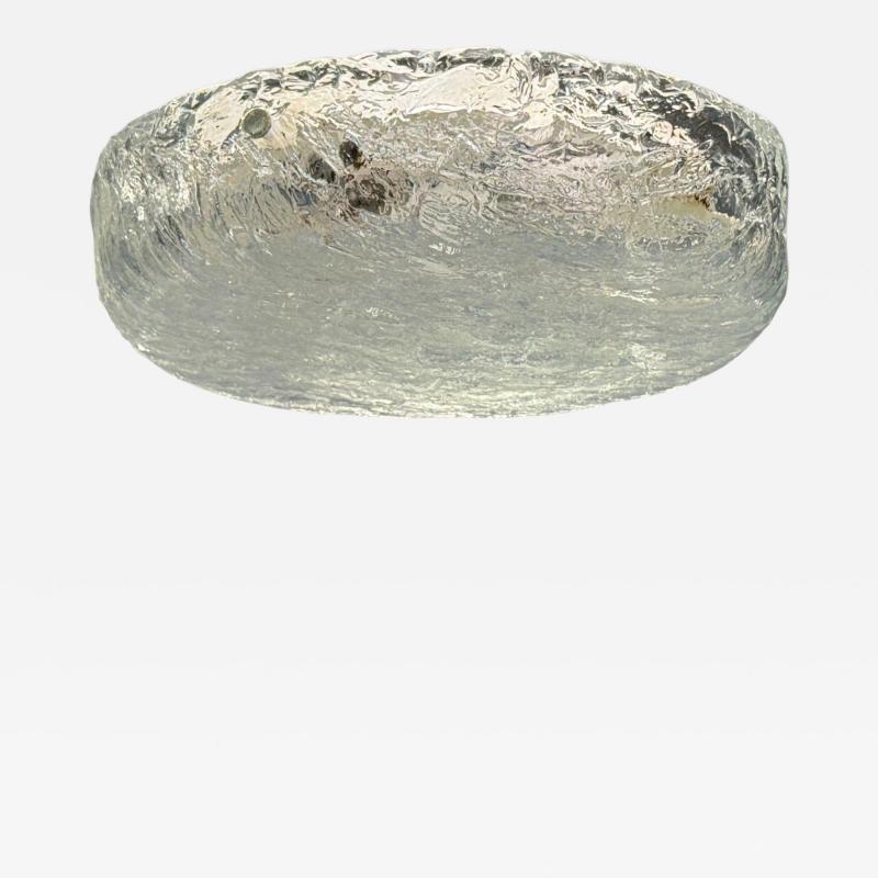 Carl Fagerlund Carl Fagerlund Textured Glass Nickel Flush Mount Fixture Sweden 1950s