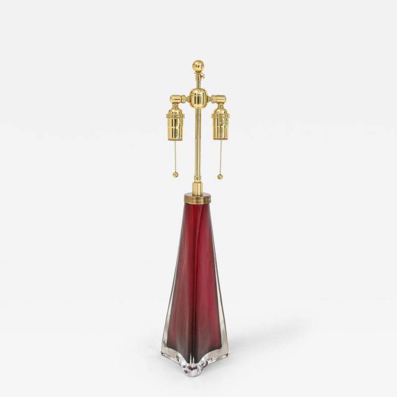 Carl Fagerlund Large Ruby Red Frosted Crystal Lamp by Carl Fagerlund for Orrefors 