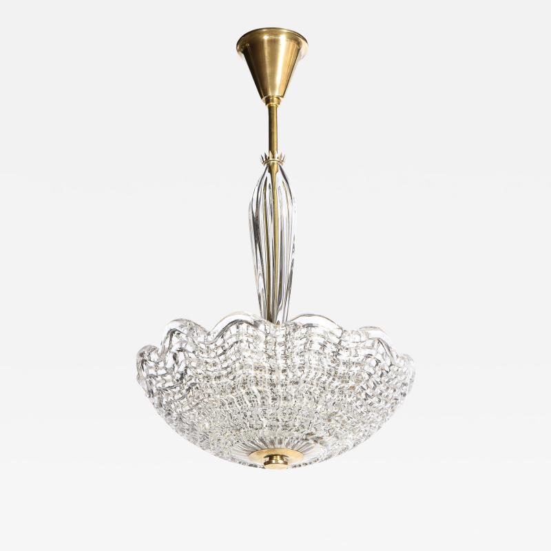 Carl Fagerlund Mid Century Modern Glass Brass Chandelier by Carl Fagerlund for Orrefors