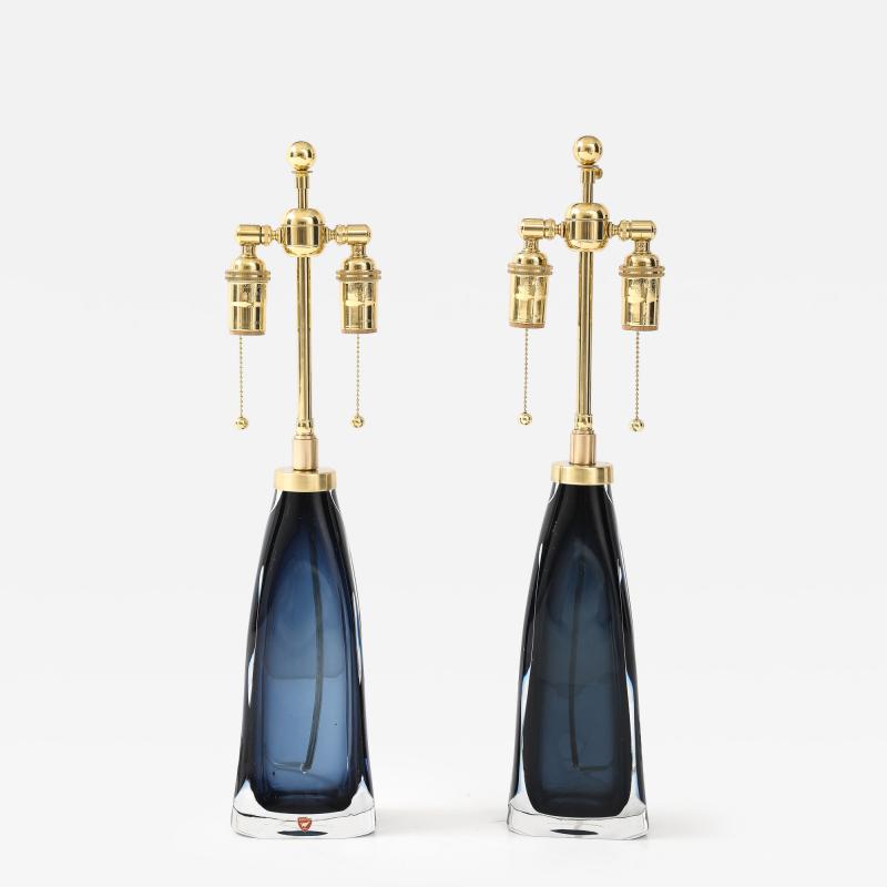 Carl Fagerlund Orrefors Midnight Blue Crystal Lamp by Carl Fagerlund