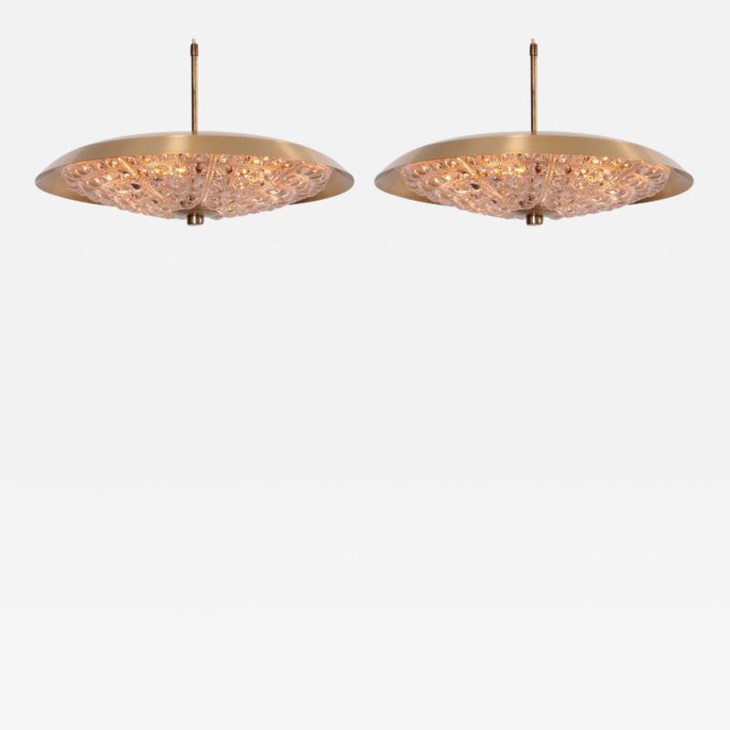 Carl Fagerlund Pair of Carl Fagerlund Pendant Lamp by Lyfa with Orrefors Glass Shade