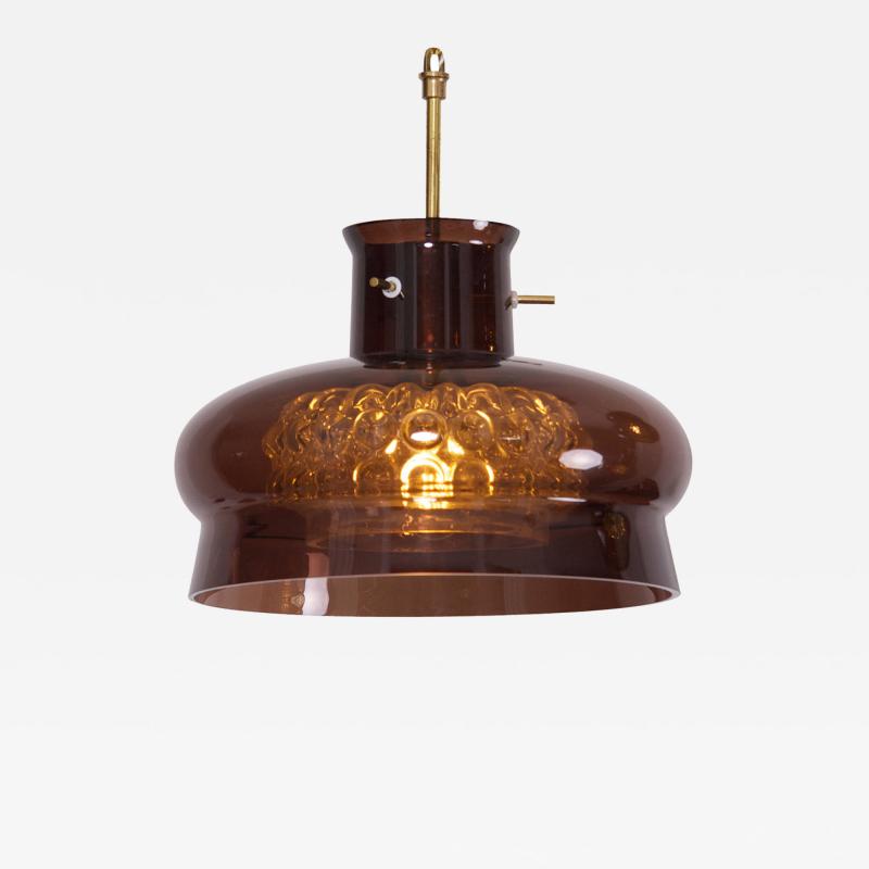 Carl Fagerlund Pendant by Carl Fagerlund for Orrefors in Brown and Bubble Glass Piece