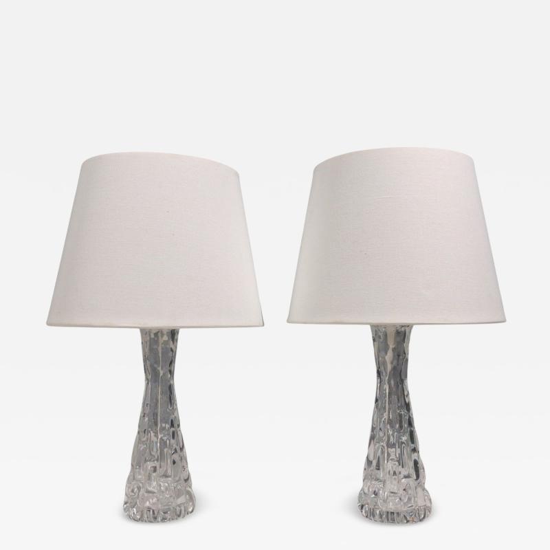 Carl Fagerlund Table Lamps Textured Glass Chrome Sweden 1960s