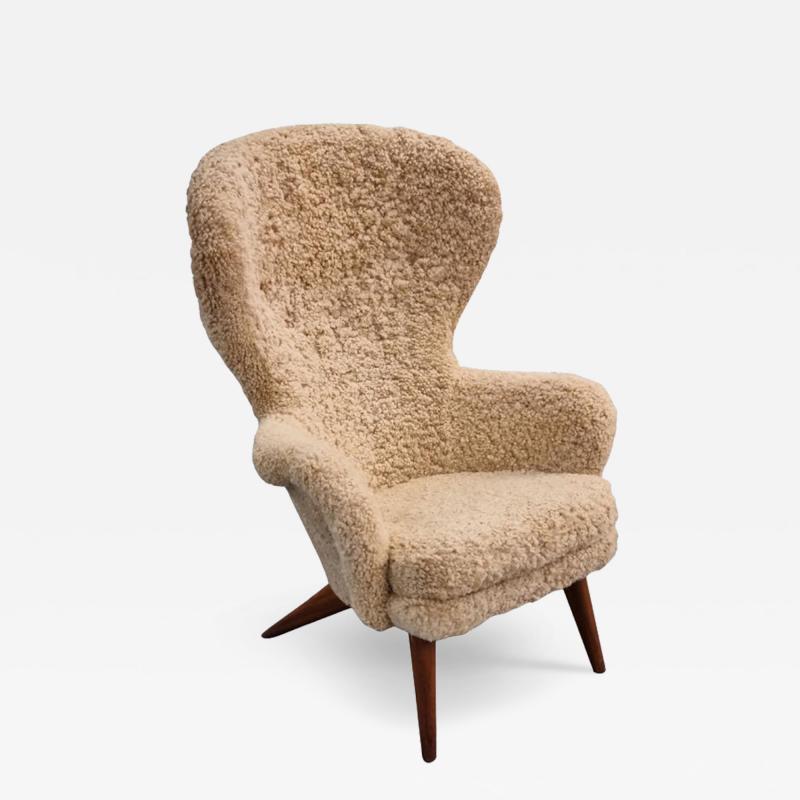 Carl Gustav Hiort af Orn s Carl Gustaf Hiort af Orn s Carl Gustaf Hiort Af Orn s Siesta Armchair in Teak Sheepskin Puunveisto 1950s