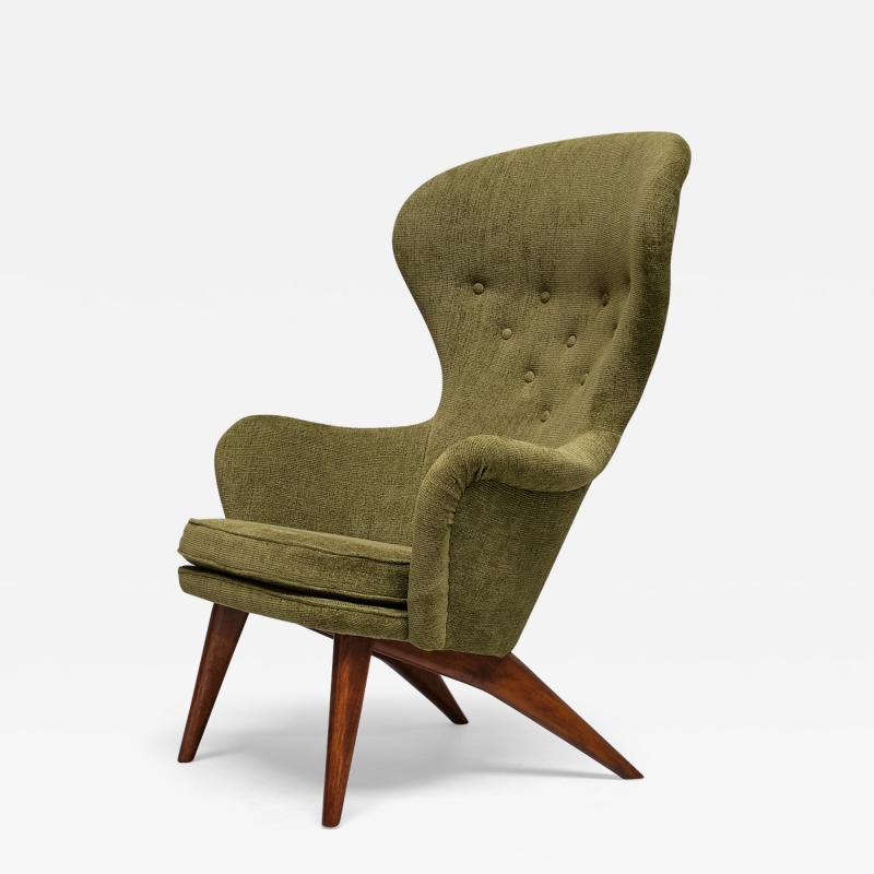 Carl Gustav Hiort af Orn s Carl Gustaf Hiort af Orn s Carl Gustav Hiort Af Orn s Armchair in Green Chenille and Birch Finland 1952