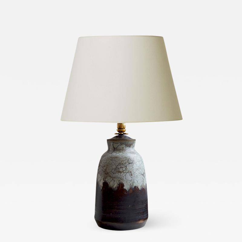 Carl Halier Extraordinary Table Lamp in Contrasting Glazes by Carl Halier