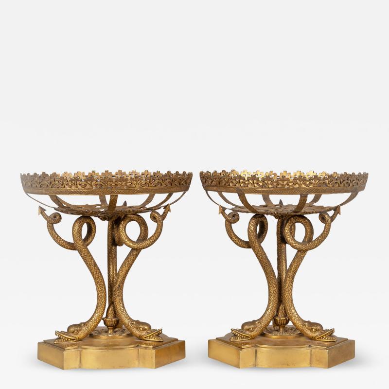 Carl Hiess Pair Carl Hiess Gilded Bronze Epergne Stands