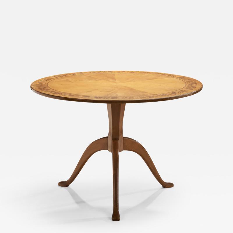 Carl Malmsten Berg Coffee Table with Floral Inlay by Carl Malmsten Sweden 1950s