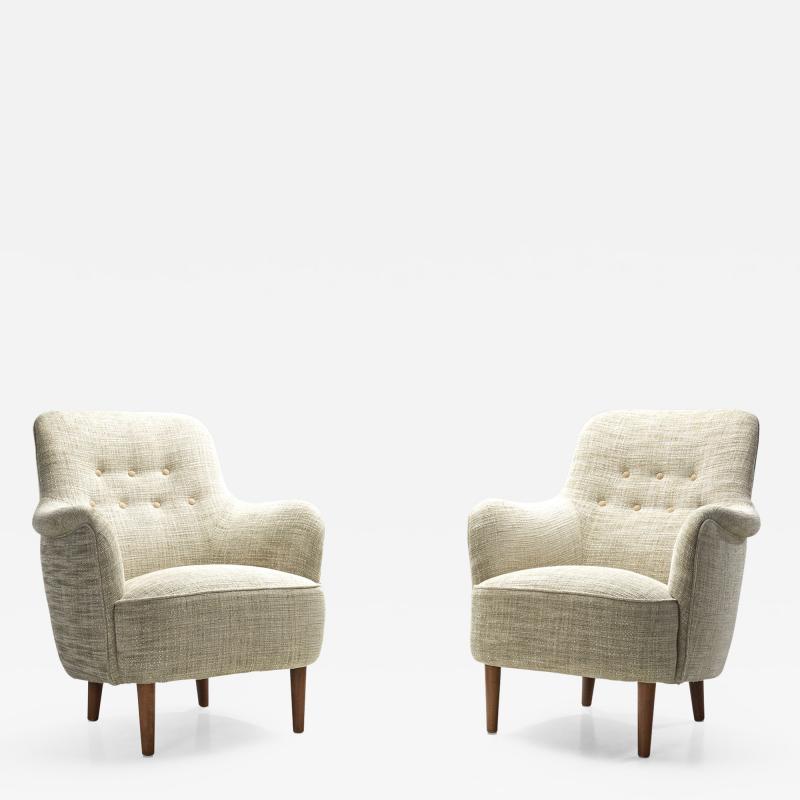 Carl Malmsten Carl Malmsten Samsas Pair of Armchairs for O H Sj gren Sweden 1960