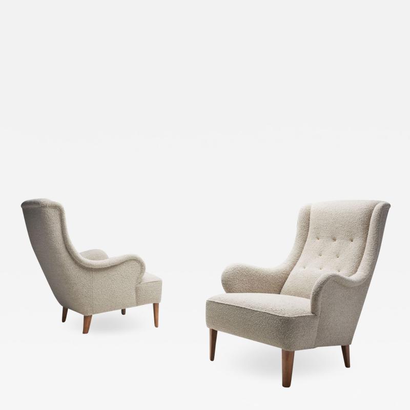 Carl Malmsten Oskar Armchairs by Carl Malmsten for O H Sj gren Sweden 1930s