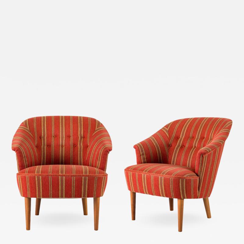 Carl Malmsten Pair of Carl Malmsten Lillasyster Lounge Chair