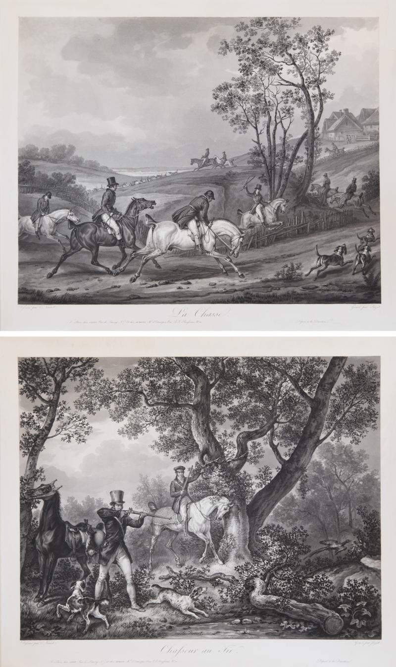 Carle Vernet A PAIR OF 19TH CENTURY AQUATINTS AFTER CARLE VERNET ENGRAVED BY JAZET