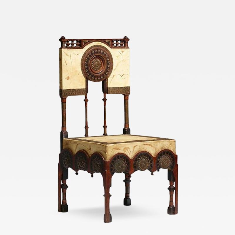 Carlo Bugatti Rare Copper and Parchment Side Chair by Carlo Bugatti