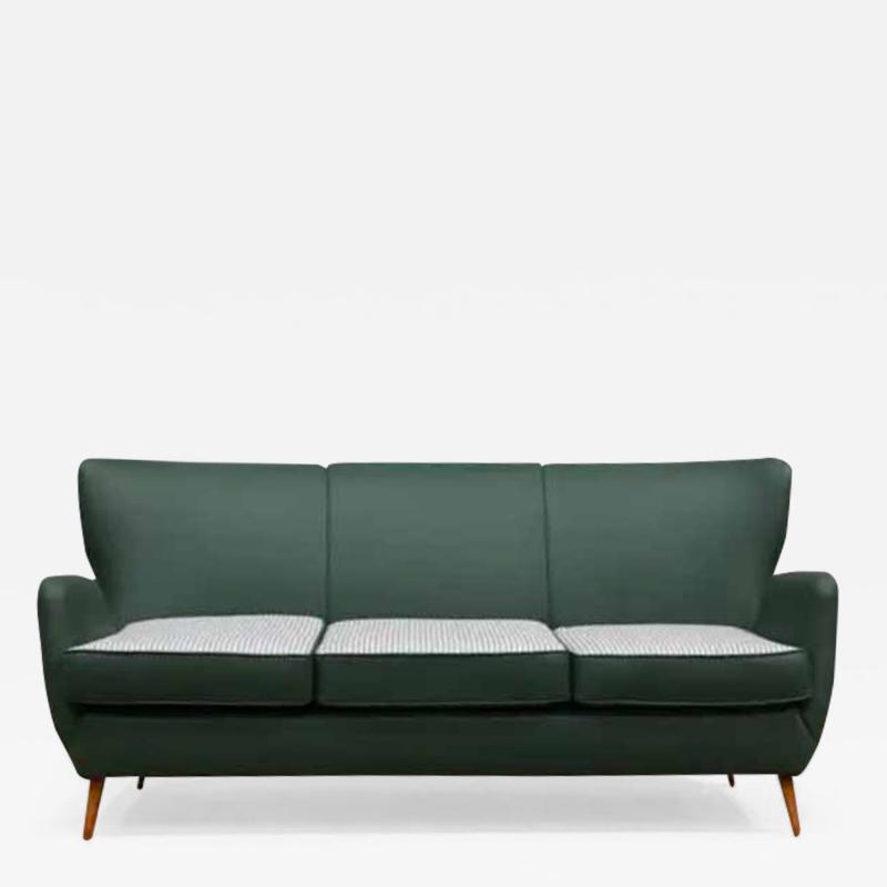 Carlo Hauner Brazilian Mid Century Sofa in Hardwood Leather and Fabric by Carlo Hauner 1950s