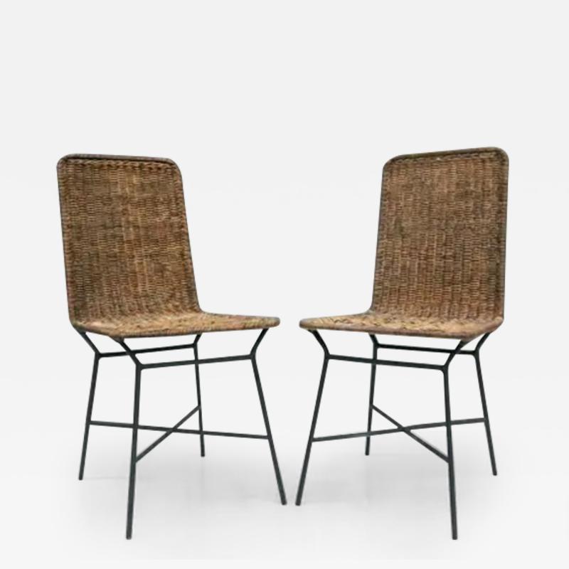 Carlo Hauner Brazilian Modern Chairs in Caning and Metal by Carlo Hauner 1950s Brazil