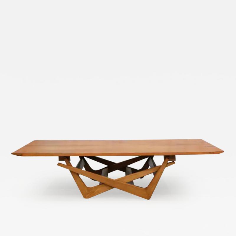 Carlo Hauner Brazilian Modern Foldable Dining Coffee Table in Hardwood Carlo Hauner Brazil