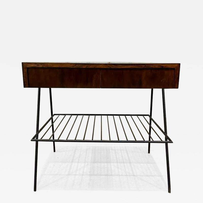 Carlo Hauner Brazilian Modern Side table in Hardwood and Metal Unknown c 1950