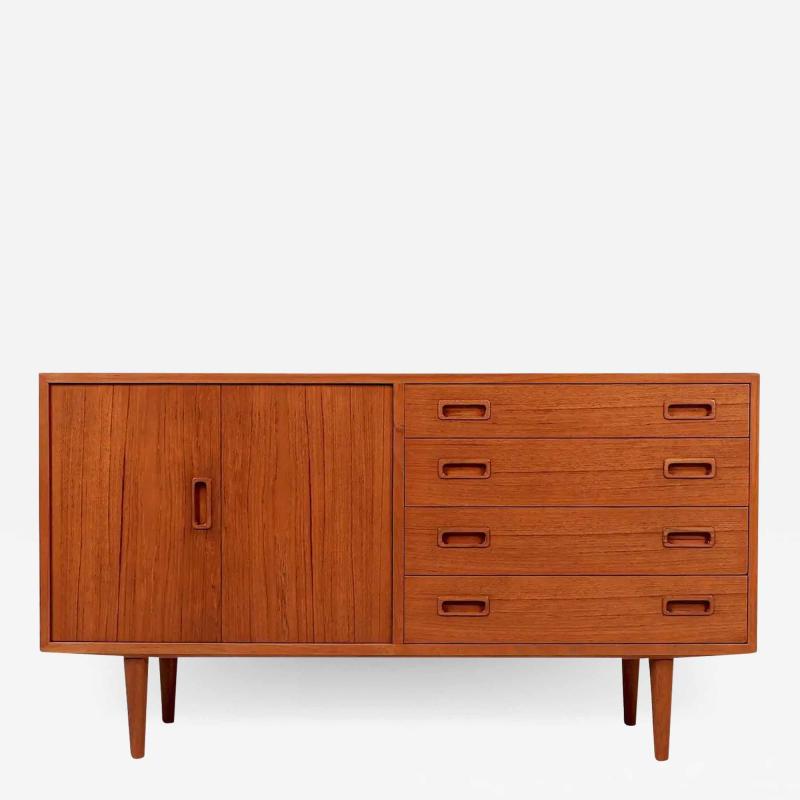 Carlo Jensen Scandinavian Modern Teak Credenza with Bi Folding Door by Carlo Jensen