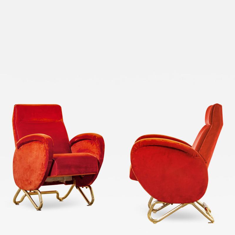 Carlo Mollino Carlo Mollino Pair of Red Armchair 50s