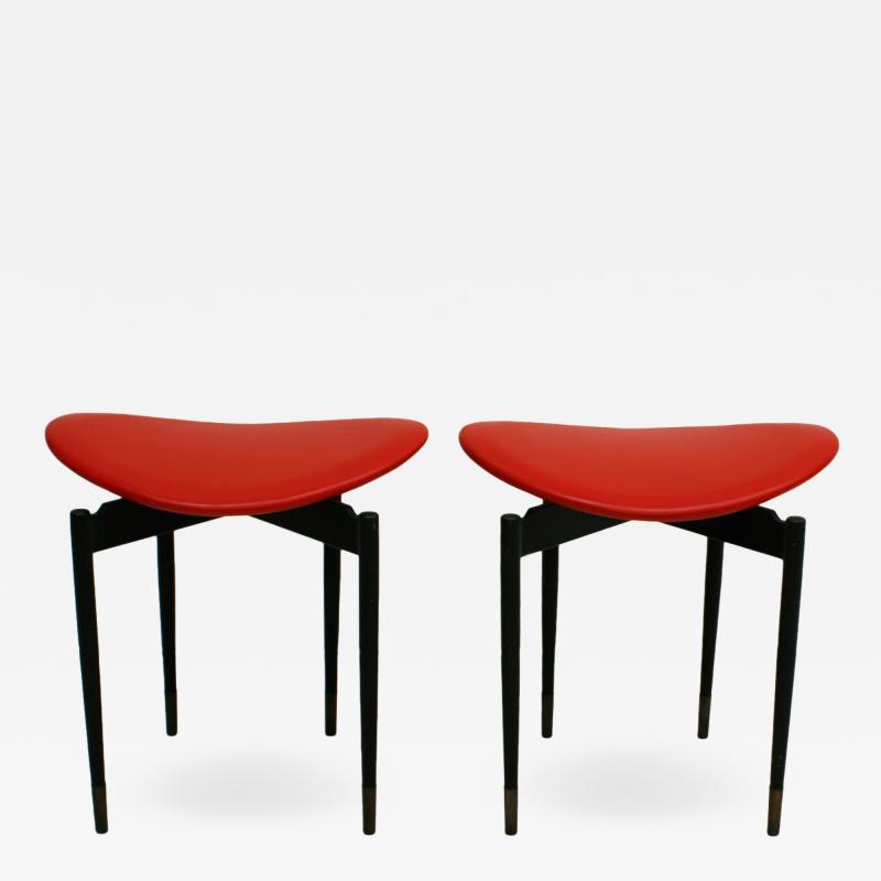 Carlo Mollino Mid Century Set of Two Lutrario Stools Designed by Carlo Mollino Italy 1959