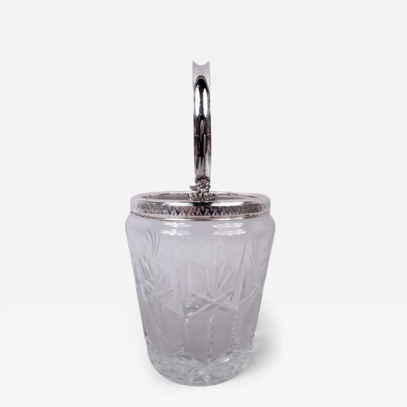 Carlo Mugnaini Italian Midcentury Classical Silver Cut Glass Ice Bucket