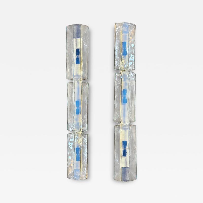 Carlo Nason 3 Tier 1970s Murano Glass Wall Sconces by Carlo Nason for AV Mazzega Set of 2
