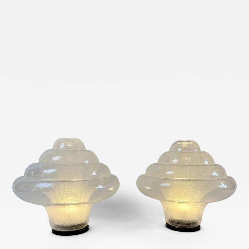 Carlo Nason Lotus LT 305 Pair of Pulegoso Murano Glass Table Lamps by Nason for AV Mazzega