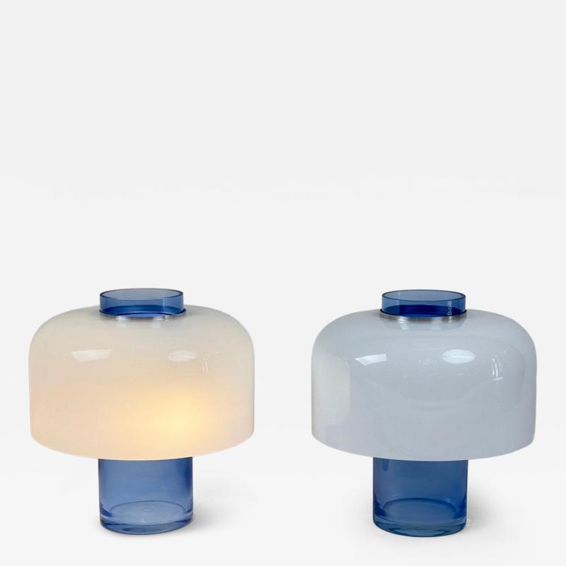 Carlo Nason Pair of Blu White LT226 Table Lamps by Carlo Nason for AV Mazzega
