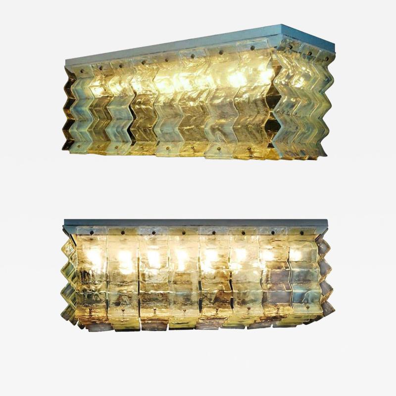 Carlo Nason Pair of Large Murano Glass Ceiling Lights by Carlo Nason for Mazzega 1970s